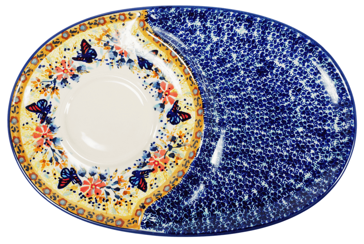 Plate, Oval, Soup & Sandwich, 11.75" x 7.25" in "Butterfly Bliss" by Manufaktura | P006S-WK73