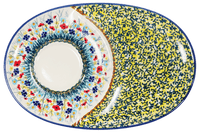 A picture of a Polish Pottery Soup and Sandwich Plate (Sunlit Wildflowers) | P006S-WK77 as shown at PolishPotteryOutlet.com/products/soup-sandwich-breakfast-plate-sunlit-wildflowers