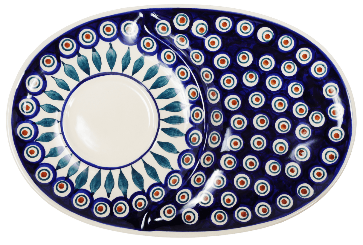 Plate, Oval, Soup & Sandwich, 11.75" x 7.25" in "Peacock" by Manufaktura | P006T-54