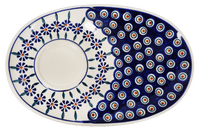 A picture of a Polish Pottery Soup and Sandwich Plate (Floral Peacock) | P006T-54KK as shown at PolishPotteryOutlet.com/products/soup-sandwich-breakfast-plate-floral-peacock
