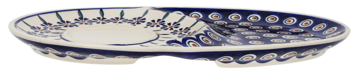 Plate, Oval, Soup & Sandwich, 11.75" x 7.25" in "Floral Peacock" by Manufaktura | P006T-54KK