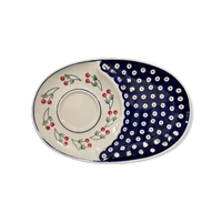 A picture of a Polish Pottery Soup and Sandwich Plate (Cherry Dot) | P006T-70WI as shown at PolishPotteryOutlet.com/products/soup-sandwich-breakfast-plate-cherry-dot-p006t-70wi