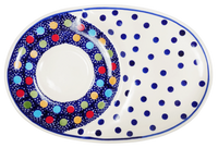 A picture of a Polish Pottery Soup and Sandwich Plate (Neon Dots) | P006T-AS54 as shown at PolishPotteryOutlet.com/products/soup-sandwich-breakfast-plate-neon-dots