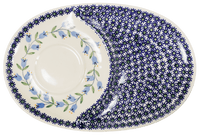 A picture of a Polish Pottery Soup and Sandwich Plate (Lily of the Valley) | P006T-ASD as shown at PolishPotteryOutlet.com/products/soup-sandwich-breakfast-plate-lily-of-the-valley
