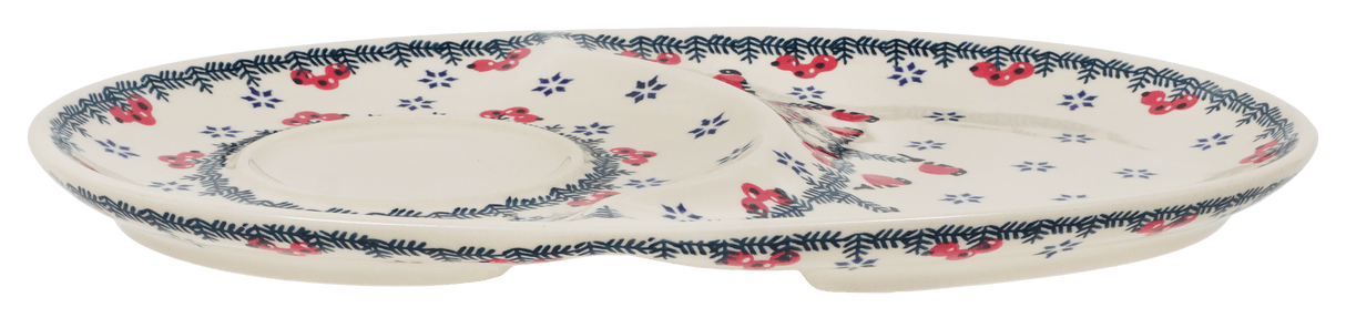 Plate, Oval, Soup & Sandwich, 11.75" x 7.25" in "Red Bird" by Manufaktura | P006T-GILE