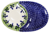 A picture of a Polish Pottery Soup and Sandwich Plate (Bunny Love) | P006T-P324 as shown at PolishPotteryOutlet.com/products/soup-sandwich-breakfast-plate-bunny-love