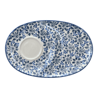 A picture of a Polish Pottery Soup and Sandwich Plate (English Blue) | P006U-AS53 as shown at PolishPotteryOutlet.com/products/soup-sandwich-breakfast-plate-english-blue-p006u-as53