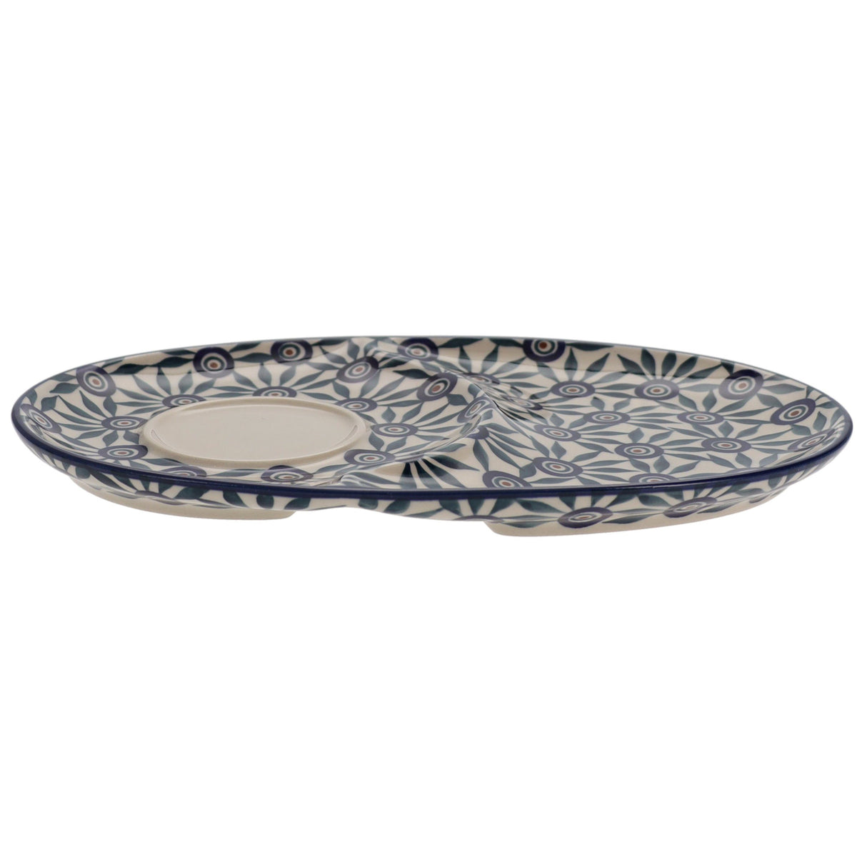 Plate, Oval, Soup & Sandwich, 11.75" x 7.25" in "Peacock Parade" by Manufaktura | P006U-AS60