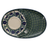 Plate, Oval, Soup & Sandwich, 11.75" x 7.25" in "Bouncing Blue Blossoms" by Manufaktura | P006U-IM03