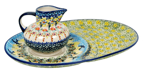 Plate, Oval, Soup & Sandwich, 11.75" x 7.25" in "Butterfly Bliss" by Manufaktura | P006S-WK73