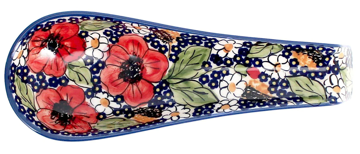 Spoon Rest, Large, 9.25" in "Poppies & Posies" by Manufaktura | P007S-IM02