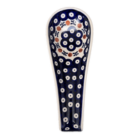A picture of a Polish Pottery Spoon Rest W/Handle (Mosquito) | P007T-70 as shown at PolishPotteryOutlet.com/products/spoon-rest-w-handle-mosquito-p007t-70