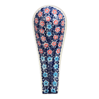 A picture of a Polish Pottery Spoon Rest W/Handle (Daisy Circle) | P007T-MS01 as shown at PolishPotteryOutlet.com/products/spoon-rest-w-handle-ms01-p007t-ms01