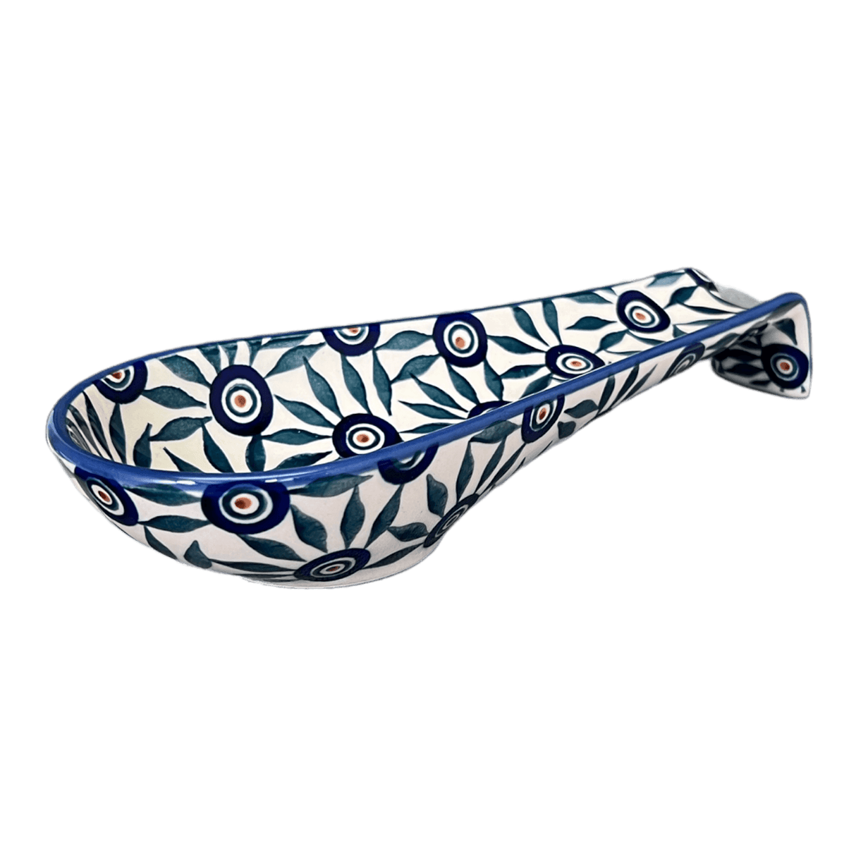 Spoon Rest, Large, 9.25" in "Peacock Parade" by Manufaktura | P007U-AS60