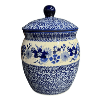 A picture of a Polish Pottery 2 Liter Canister (Blue Life) | P074S-EO39 as shown at PolishPotteryOutlet.com/products/2-liter-canister-blue-life-p074s-eo39