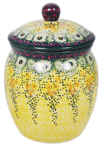 A picture of a Polish Pottery 2 Liter Canister (Sunshine Grotto) | P074S-WK52 as shown at PolishPotteryOutlet.com/products/canister-2l-sunshine-grotto