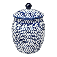 A picture of a Polish Pottery 2 Liter Canister (Kitty Cat Path) | P074T-KOT6 as shown at PolishPotteryOutlet.com/products/2-liter-canister-kitty-cat-path-p074t-kot6