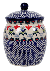 A picture of a Polish Pottery 2 Liter Canister (Scandinavian Scarlet) | P074U-P295 as shown at PolishPotteryOutlet.com/products/canister-2l-scandinavian-scarlet