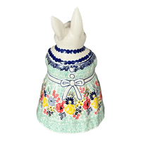 A picture of a Polish Pottery Rabbit Cookie Jar (Garden Party) | P080S-BUK1 as shown at PolishPotteryOutlet.com/products/rabbit-cookie-jar-garden-party-p080s-buk1