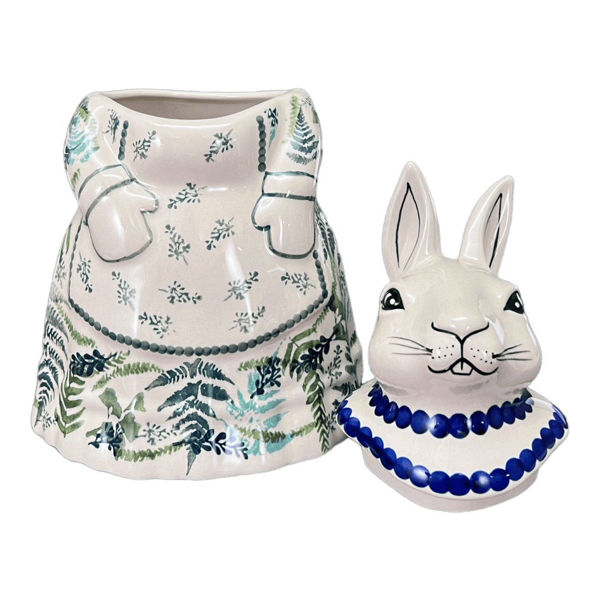 Cookie Jar, Rabbit, 11.25" in "Scattered Ferns" by Manufaktura | P080S-GZ39