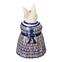 A picture of a Polish Pottery Rabbit Cookie Jar (Chocolate Drop) | P080T-55 as shown at PolishPotteryOutlet.com/products/rabbit-cookie-jar-chocolate-drop-p080t-55