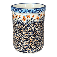 A picture of a Polish Pottery Utensil Holder/Wine Chiller (Hummingbird Harvest) | P082S-JZ35 as shown at PolishPotteryOutlet.com/products/utensil-holder-wine-chiller-hummingbird-harvest-p082s-jz35
