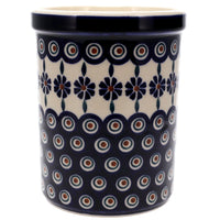 A picture of a Polish Pottery Utensil Holder (Floral Peacock) | P082T-54KK as shown at PolishPotteryOutlet.com/products/utensil-holder-wine-chiller-floral-peacock-p082t-54kk