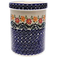 A picture of a Polish Pottery Utensil Holder (Flower Power) | P082T-JS14 as shown at PolishPotteryOutlet.com/products/copy-of-utensil-holder-wine-chiller-flower-power-p082t-js14