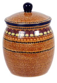 A picture of a Polish Pottery 3 Liter Canister (Desert Sunrise) | P083U-KLJ as shown at PolishPotteryOutlet.com/products/canister-3l-desert-sunrise