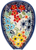 Polish Pottery Spoon Rest, Small, 3.5" in "Brilliant Garden" by Manufaktura | P093S-DPLW at PolishPotteryOutlet.com