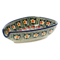 A picture of a Polish Pottery Small Spoon Rest (Amsterdam) | P093S-LK as shown at PolishPotteryOutlet.com/products/spoon-rest-amsterdam-p093s-lk