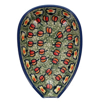 A picture of a Polish Pottery Small Spoon Rest (Amsterdam) | P093S-LK as shown at PolishPotteryOutlet.com/products/spoon-rest-amsterdam-p093s-lk