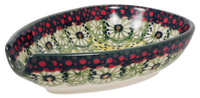 A picture of a Polish Pottery Small Spoon Rest (Sunshine Grotto) | P093S-WK52 as shown at PolishPotteryOutlet.com/products/spoon-rest-sunshine-grotto