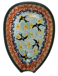 A picture of a Polish Pottery Small Spoon Rest (Capistrano) | P093S-WK59 as shown at PolishPotteryOutlet.com/products/spoon-rest-capistrano