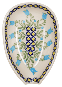 A picture of a Polish Pottery Spoon Rest (Riverdance) | P093T-IZ3 as shown at PolishPotteryOutlet.com/products/spoon-rest-riverdance