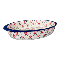 A picture of a Polish Pottery 7.5" x 12" Oval Baker (Simply Beautiful) | P098T-AC61 as shown at PolishPotteryOutlet.com/products/7-5-x-12-oval-baker-simply-beautiful-p098t-ac61