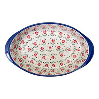 A picture of a Polish Pottery 7.5" x 12" Oval Baker (Simply Beautiful) | P098T-AC61 as shown at PolishPotteryOutlet.com/products/7-5-x-12-oval-baker-simply-beautiful-p098t-ac61
