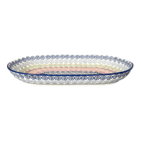 A picture of a Polish Pottery 7"x11" Oval Roaster (Speckled Rainbow) | P099M-AS37 as shown at PolishPotteryOutlet.com/products/7x11-oval-roaster-speckled-rainbow-p099m-as37