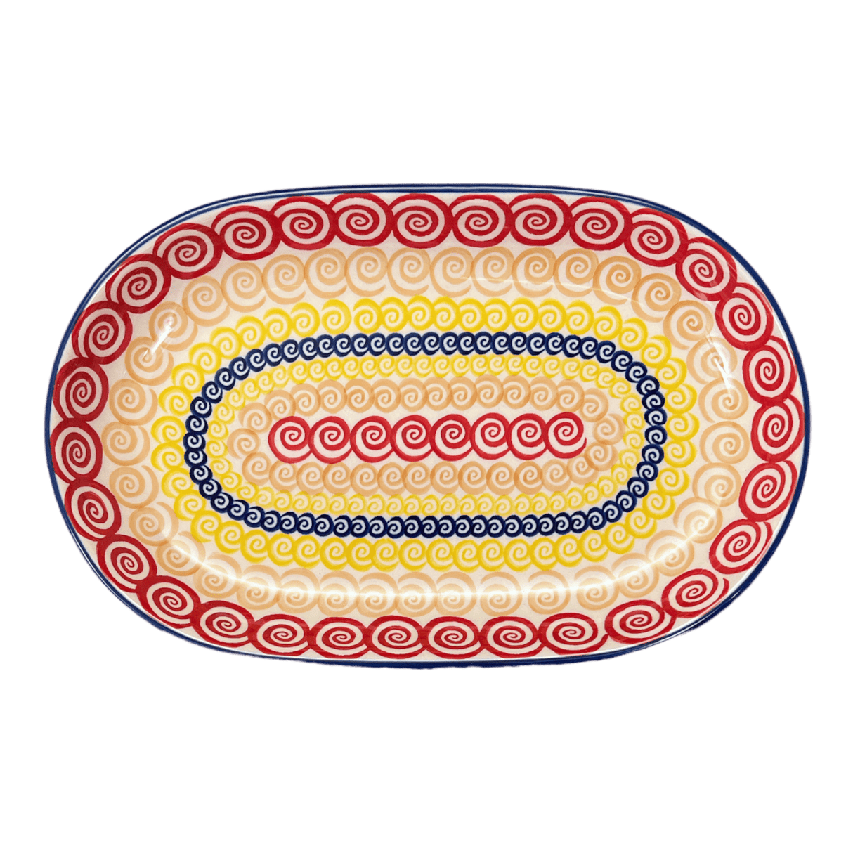 Plate, Roaster, Oval, 7"x11" in "Psychedelic Swirl" by Manufaktura | P099M-CMZK