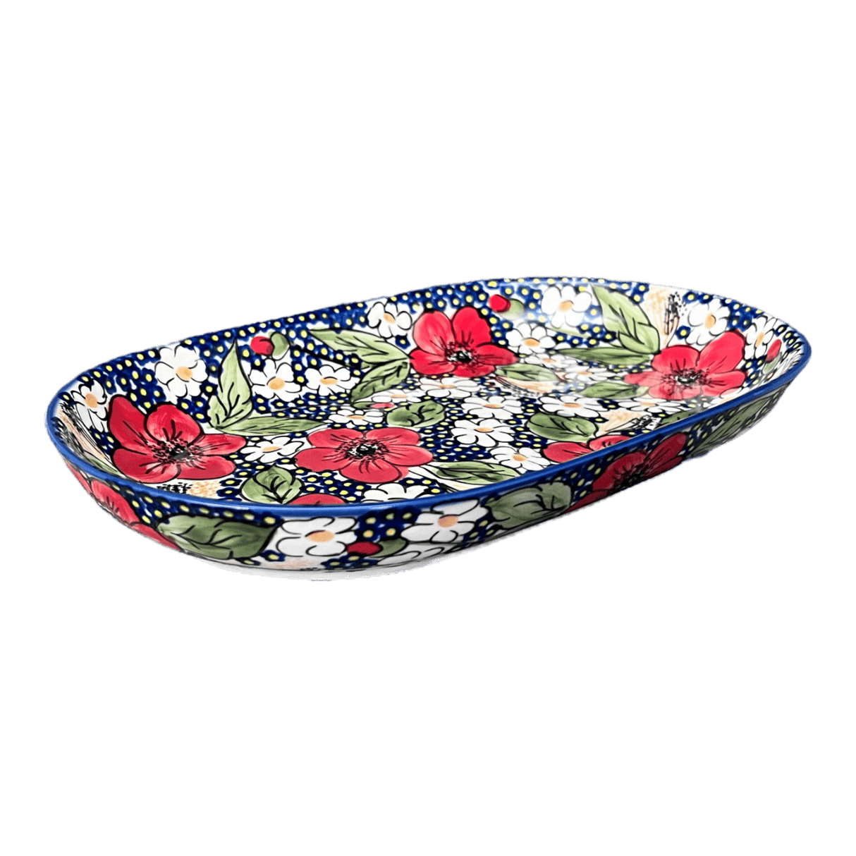 Plate, Roaster, Oval, 7"x11" in "Poppies & Posies" by Manufaktura | P099S-IM02