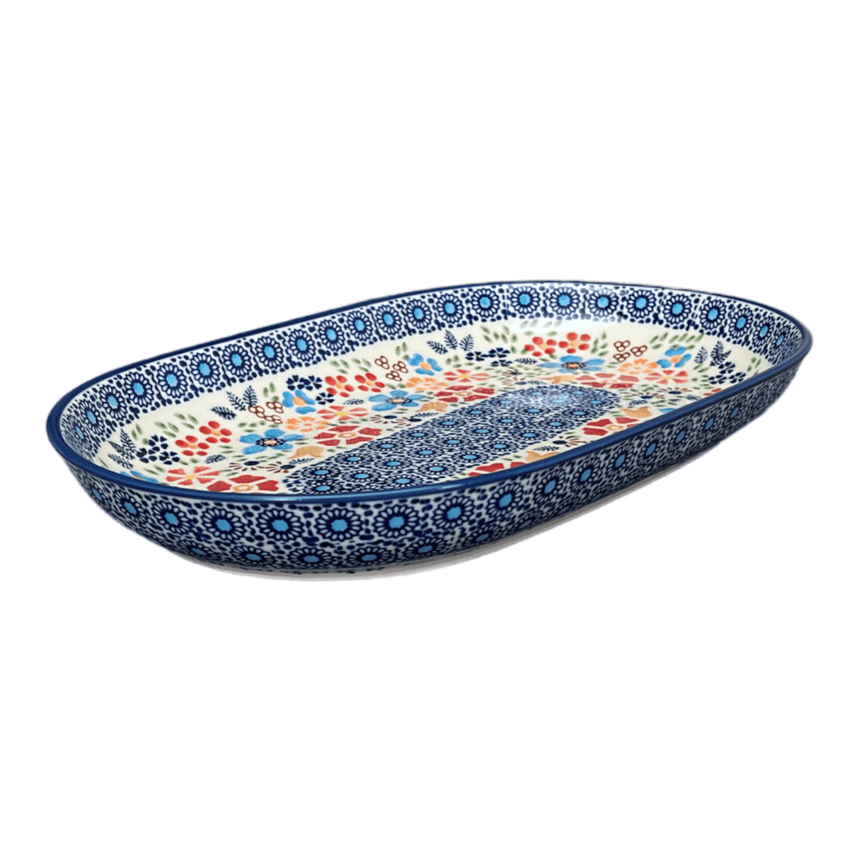 Plate, Roaster, Oval, 7"x11" in "Festive Flowers" by Manufaktura | P099S-IZ16