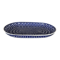 A picture of a Polish Pottery 7"x11" Oval Roaster (Gothic) | P099T-13 as shown at PolishPotteryOutlet.com/products/7x11-oval-roaster-gothic-p099t-13