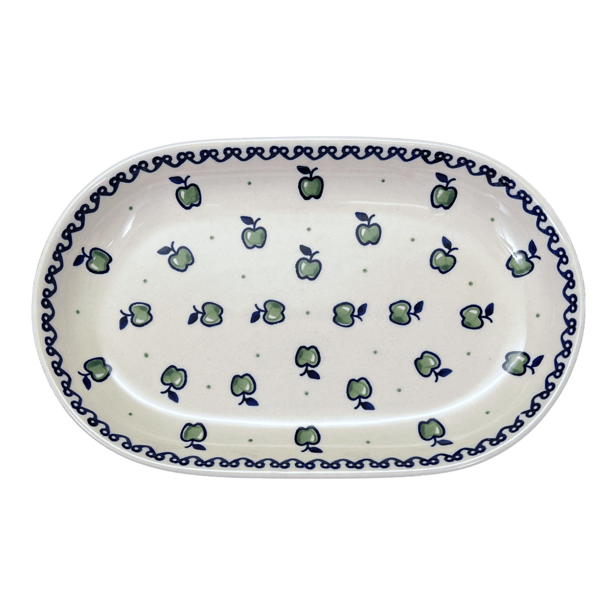 Plate, Roaster, Oval, 7"x11" in "Green Apple" by Manufaktura | P099T-15