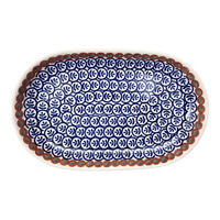 A picture of a Polish Pottery 7"x11" Oval Roaster (Olive Garden) | P099T-48 as shown at PolishPotteryOutlet.com/products/7x11-oval-roaster-olive-garden-p099t-48