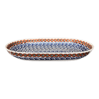 A picture of a Polish Pottery 7"x11" Oval Roaster (Olive Garden) | P099T-48 as shown at PolishPotteryOutlet.com/products/7x11-oval-roaster-olive-garden-p099t-48