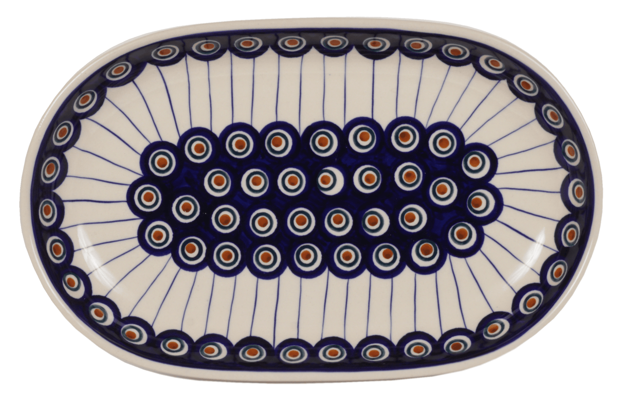 Plate, Roaster, Oval, 7"x11" in "Peacock in Line" by Manufaktura | P099T-54A