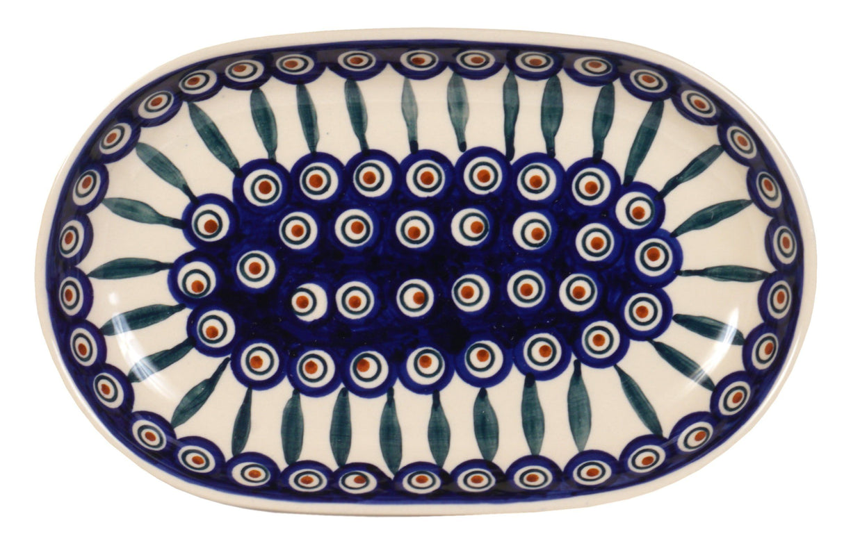 Plate, Roaster, Oval, 7"x11" in "Peacock" by Manufaktura | P099T-54
