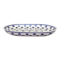 A picture of a Polish Pottery 7"x11" Oval Roaster (Petite Floral) | P099T-64 as shown at PolishPotteryOutlet.com/products/7x11-oval-roaster-petite-floral-p099t-64