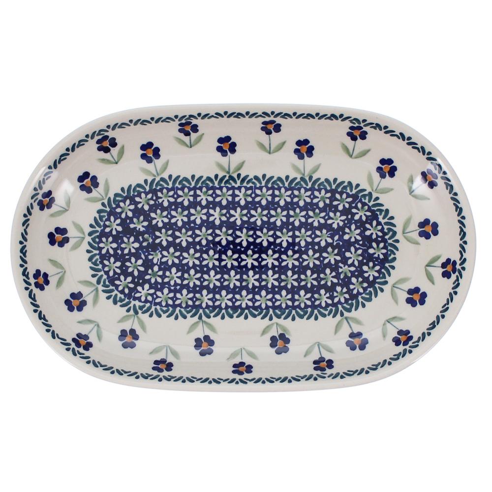 Plate, Roaster, Oval, 7"x11" in "Forget Me Not" by Manufaktura | P099T-ASS