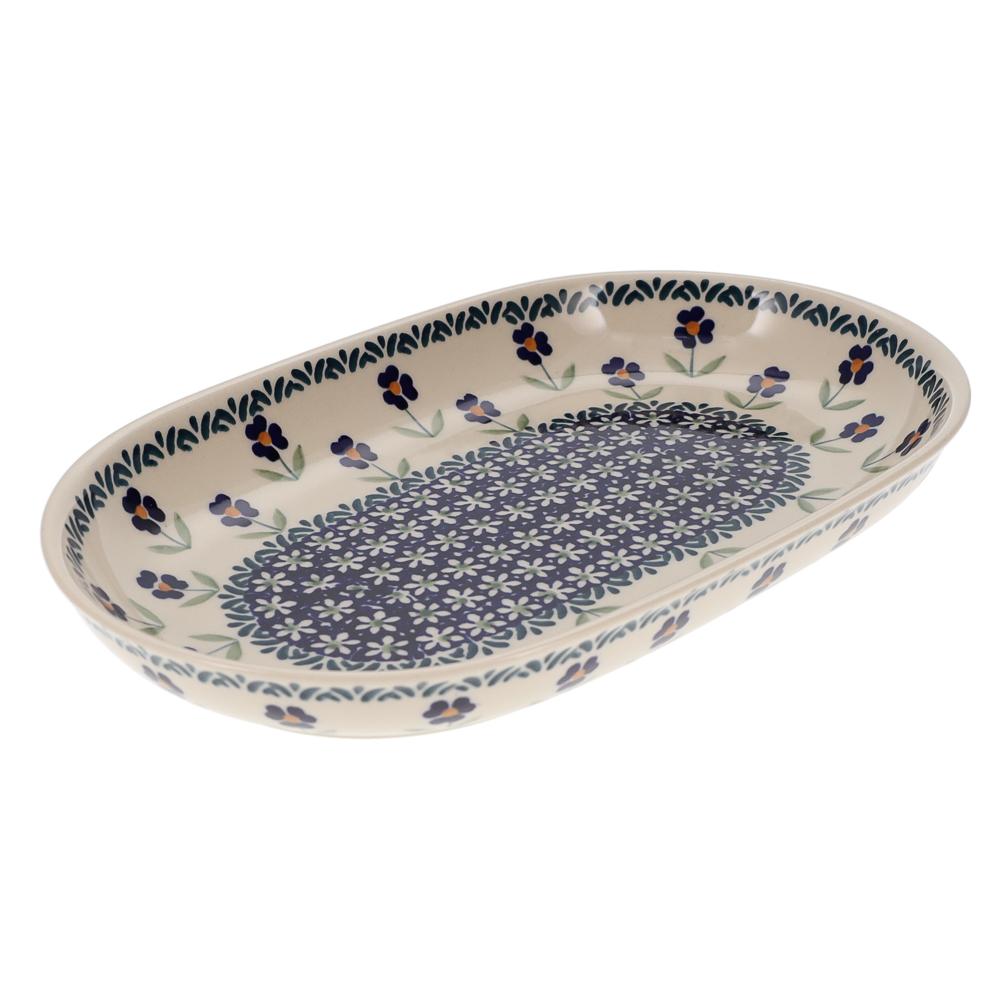 Plate, Roaster, Oval, 7"x11" in "Forget Me Not" by Manufaktura | P099T-ASS
